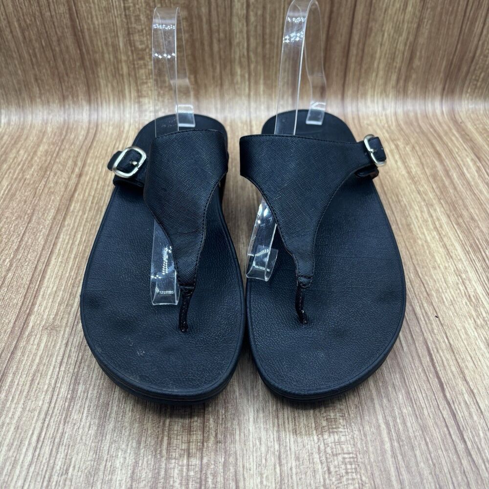 Fitflop Women's Thong Sandals LuLu Adjustable Leather 458-001 Black US Women 11 - Picture 4 of 8